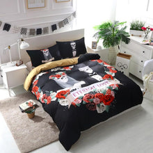 Load image into Gallery viewer, 3d Floral Wedding Sugar Skull Bedding Set
