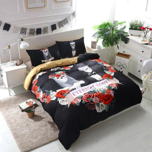 3d Floral Wedding Sugar Skull Bedding Set