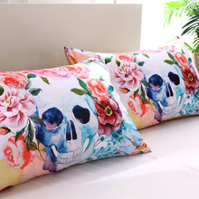 Load image into Gallery viewer, 3d Sugar Skull Printed Floral Bedding Set
