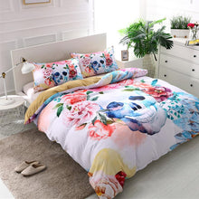 Load image into Gallery viewer, 3d Sugar Skull Printed Floral Bedding Set
