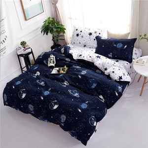 3D Universe Stars Bedding 3 / 4pcs Kit Cartoon BedSheet Pillowcase Bedclothes Bed Linen Single Twin Full Queen Sizes-Kids Sleeping Kit-thegsnd