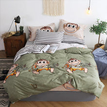 Load image into Gallery viewer, BEST.WENSD Monkey bedspread bedding queen comforter bedding sets cartoon series striped bedsheet duvet cover set juego de cama-Kids Sleeping Kit-thegsnd
