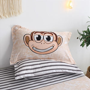 BEST.WENSD Monkey bedspread bedding queen comforter bedding sets cartoon series striped bedsheet duvet cover set juego de cama-Kids Sleeping Kit-thegsnd