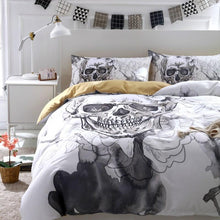 Load image into Gallery viewer, 3d Flowers Skull Duvet Cover Bedding Set
