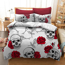 Load image into Gallery viewer, 3d Rose Skull Bedding Sets
