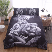 Load image into Gallery viewer, 3d Black Motorcycle Skull Printed Duvet Cover Set
