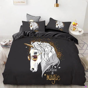 3D HD Digital Cute Stars Unicorn Bedding Sets Duvet Printed Bedding Set