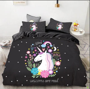 3D HD Digital Cute Stars Unicorn Bedding Sets Duvet Printed Bedding Set