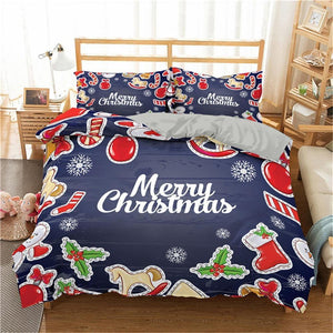 Christmas Bedding Sets 3D Merry Christmas Deer And Santa Claus Microfiber Bedclothes - Lusy Store