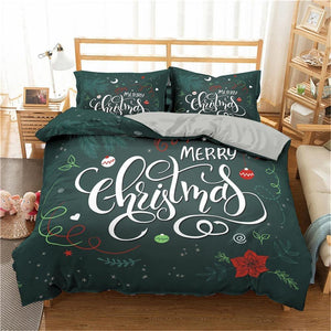 Christmas Bedding Sets 3D Merry Christmas Deer And Santa Claus Microfiber Bedclothes - Lusy Store