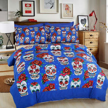 Load image into Gallery viewer, 3d Skull Flower Fashion Bedding Set
