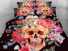 Load image into Gallery viewer, 3 / 4 Parts Skull 3d Bed Sheet Set
