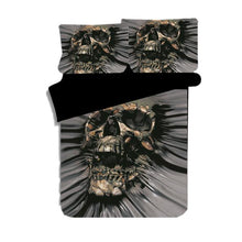 Load image into Gallery viewer, 3d Black Motorcycle Skull Printed Duvet Cover Set
