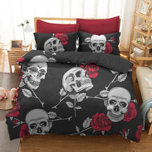 Load image into Gallery viewer, 3d Rose Skull Bedding Sets
